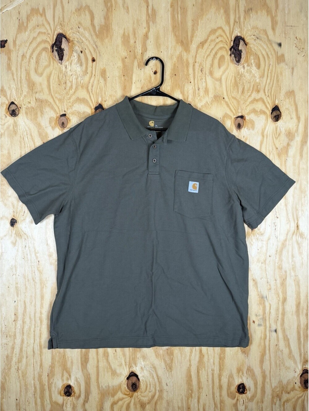 Carhartt Men's Original Fit Pocket Polo Shirt Green Size XL Collared Tee